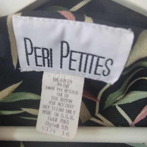 PERI PETITES women's leaf print dress sz 14 maxi sleeveless button front slit - Picture 7 of 7